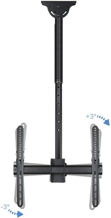 Tooq Soporte de Techo LPCE1155TSLI-B para TV 32-55" hasta 50kg - Orientable, Inclinable y Extensible, Compatible con Pantallas Curvas y Techos Inclinados, Color Negro